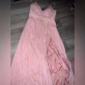 Mauve/pink long dress with slit.